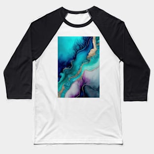 Underwater Waves - Abstract Alcohol Ink Resin Art Baseball T-Shirt